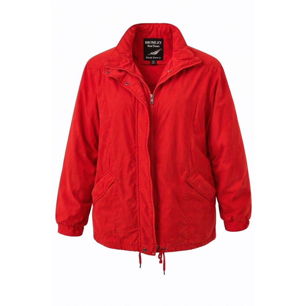 Bromley Sport Real Down Red Jacket Womens Petite XS Zip Front Winter Coat